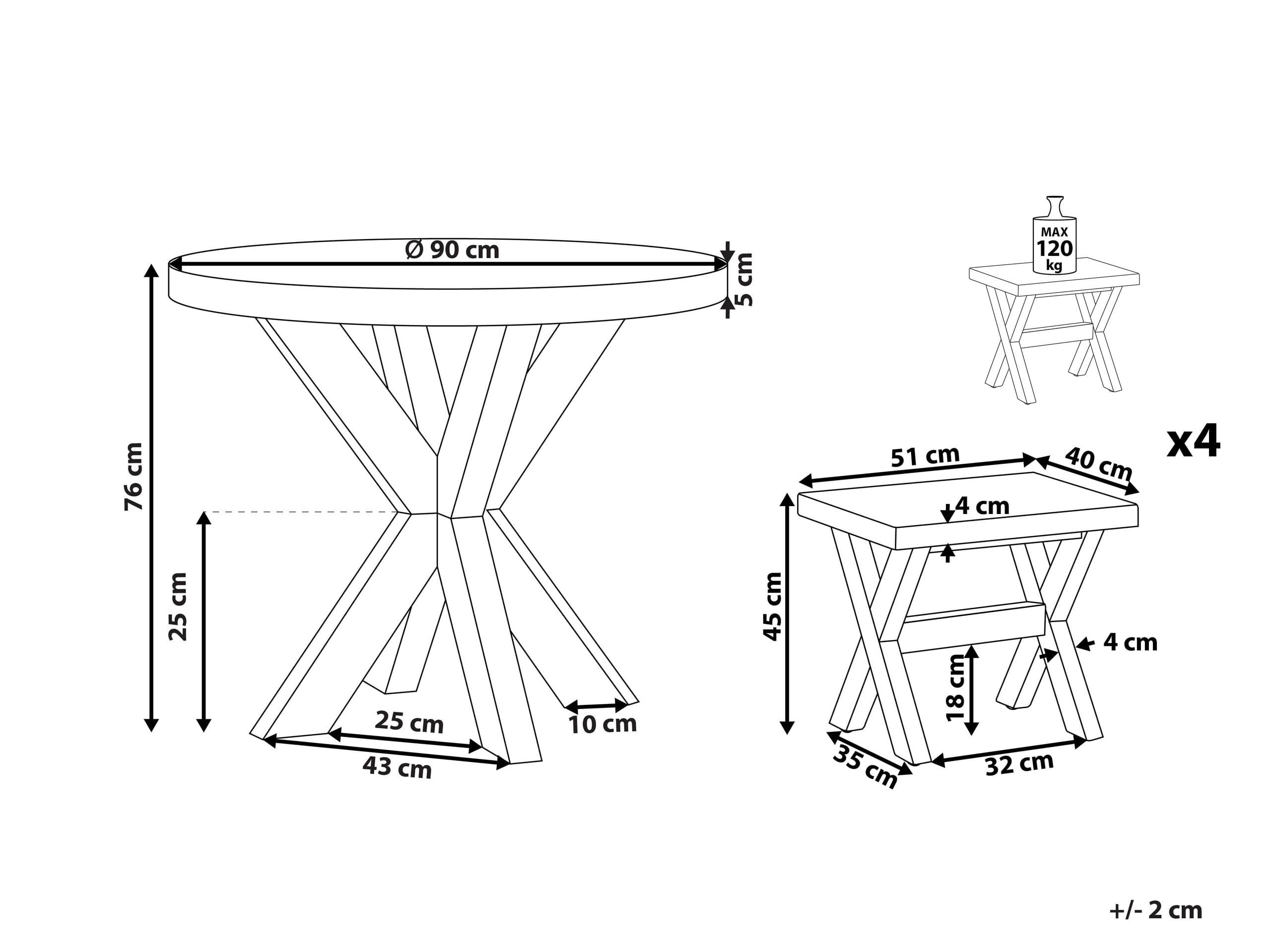 beliani-olbia-gartenset-rund-90-cm-4-hocker-grau image 3