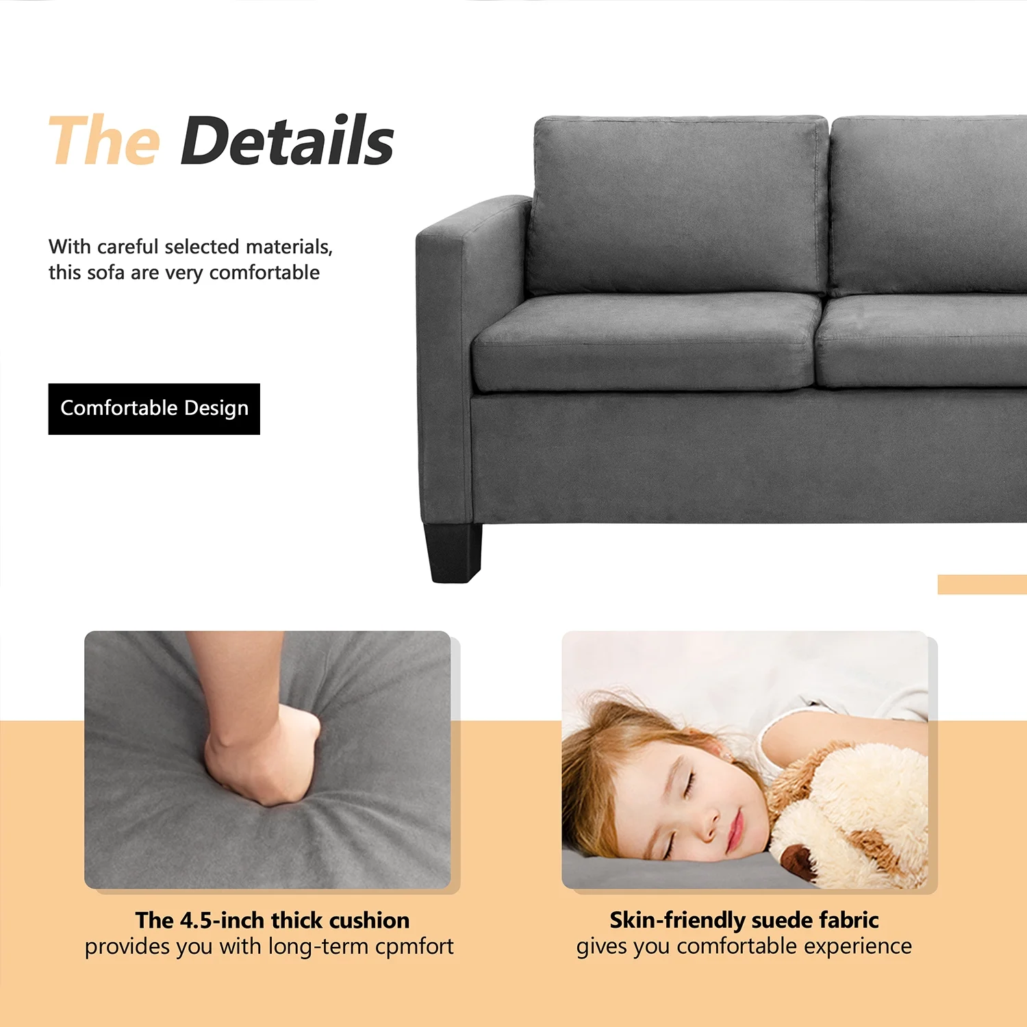 homall-sofa-ecksofa-l-form-hellgrau-wildleder-optik-mit-ottomane image 6