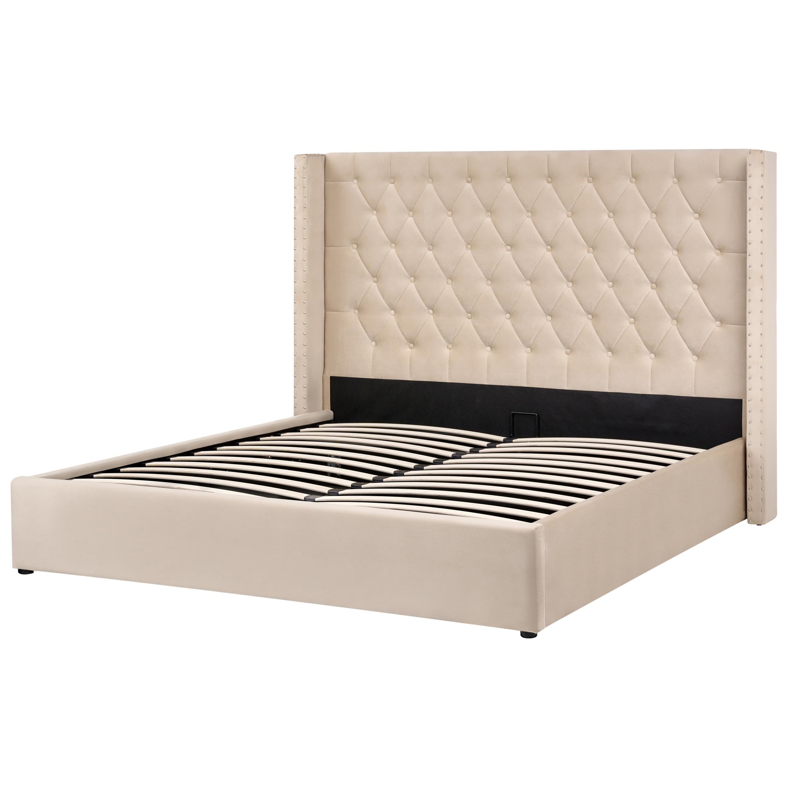 beliani-lubbon-bett-samt-beige-180x200-bettkasten-retro image 4