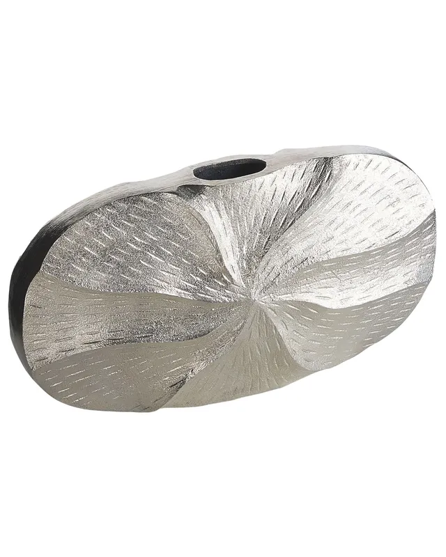 beliani-vase-urgench-blumenvase-aluminium-silber-21-cm-handarbeit image 1