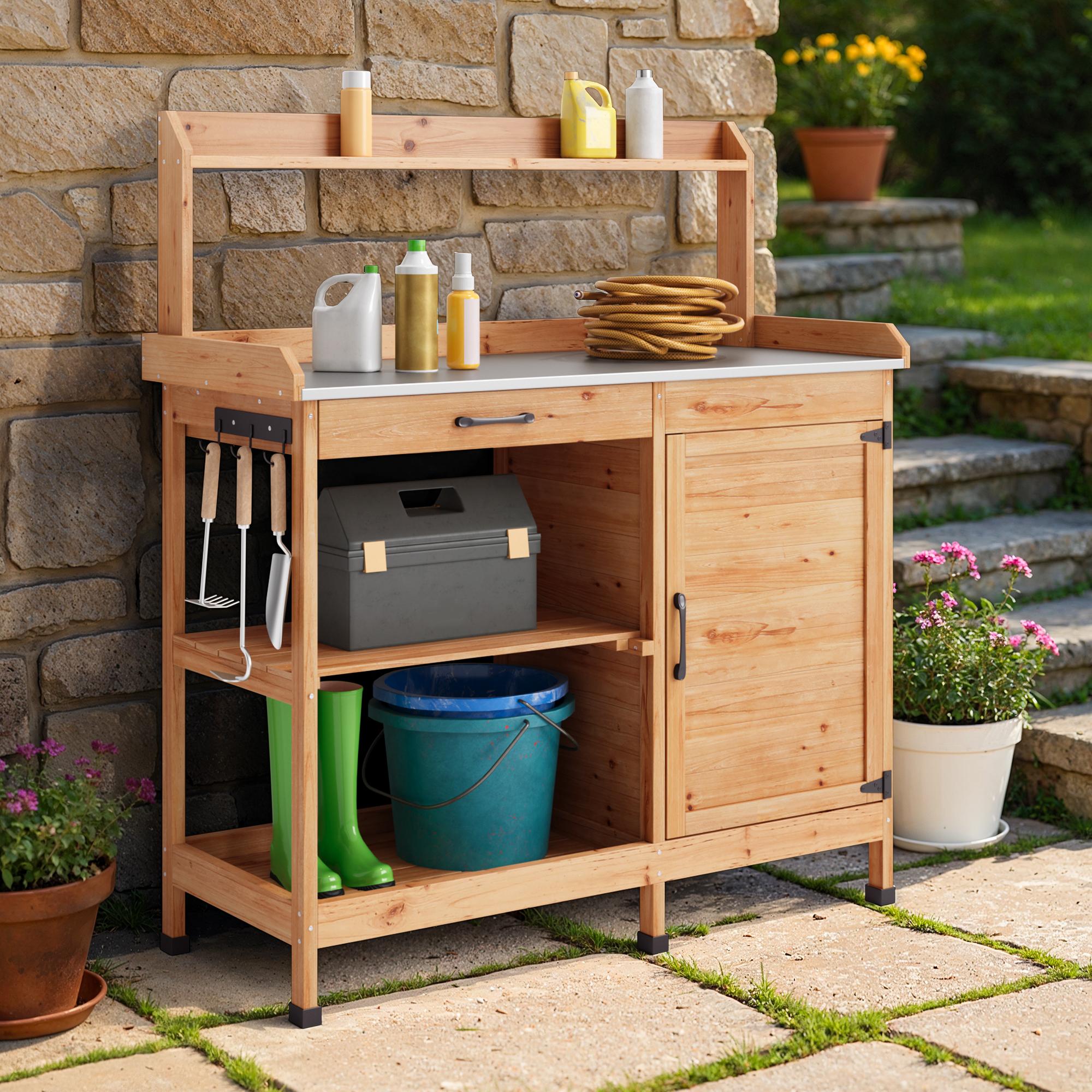 bealife-cc51-gartenschrank-natur-108-cm-pflanztisch-holz image 8
