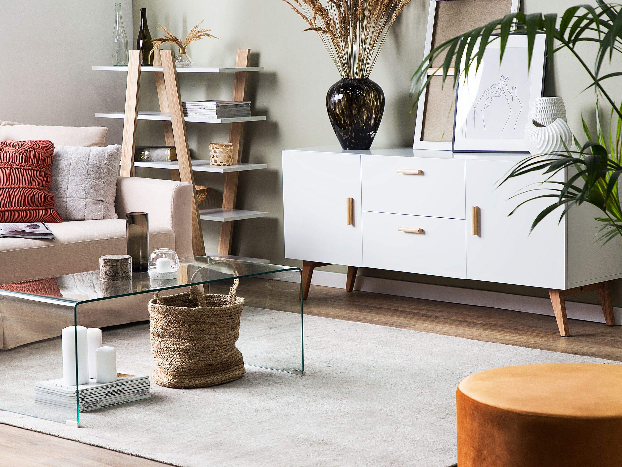 beliani-meet-ii-sideboard-wei-160-cm-mit-eichenbeinen image 2