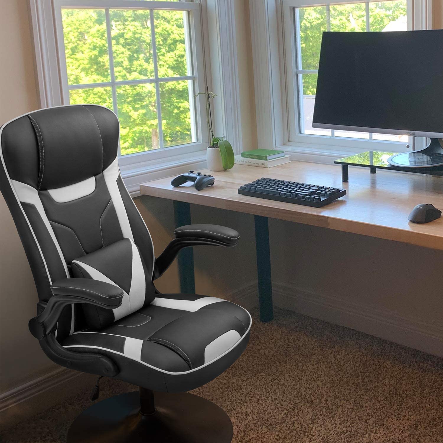 homall-gaming-stuhl-racing-weiss-mit-wippfunktion image 3