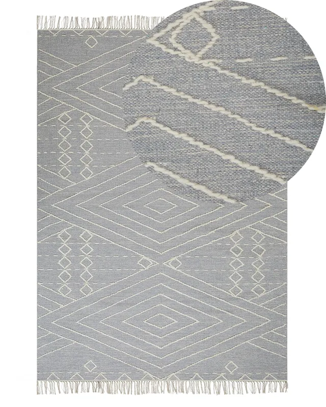 beliani-khenifra-teppich-80x150-hellgrau-geometrisch-baumwolle image 1