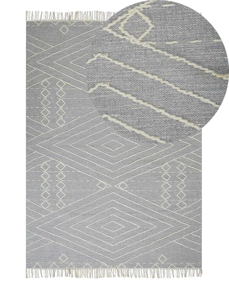 beliani-khenifra-teppich-80x150-hellgrau-geometrisch-baumwolle image 1