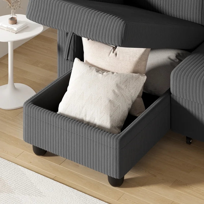 homall-sofa-ecksofa-schlafsofa-cord-beige-mit-bettfunktion image 3