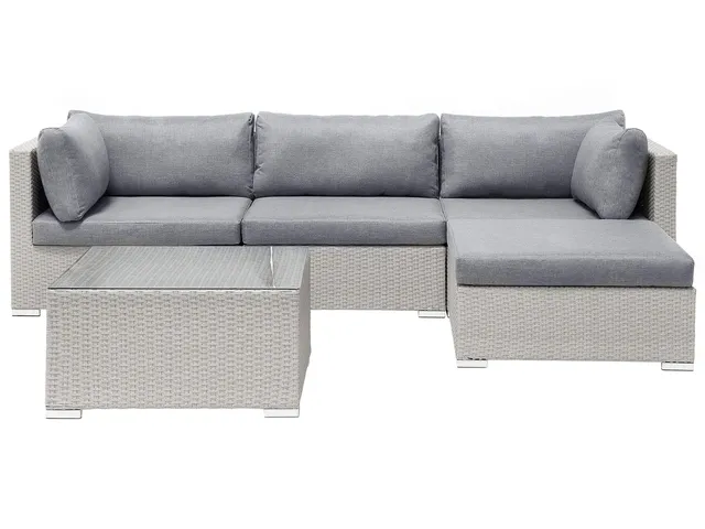 beliani-sano-ii-loungeset-rattan-hellgrau-links-4-personen image 1