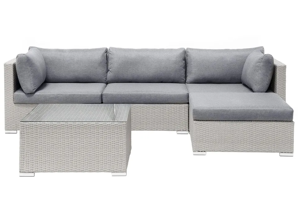 beliani-sano-ii-loungeset-rattan-hellgrau-links-4-personen image 1