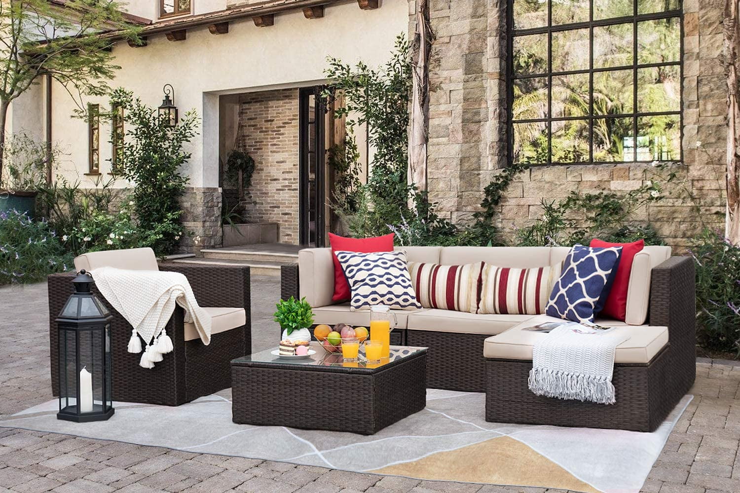 homall-patio-furniture-lounge-set-6-tlg-rattan-beige image 5