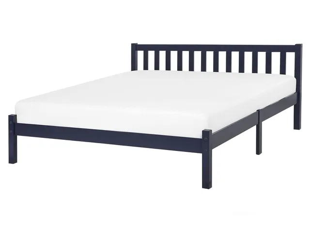 beliani-florac-holzbett-160x200-marineblau-lattenrost-kopfteil image 1