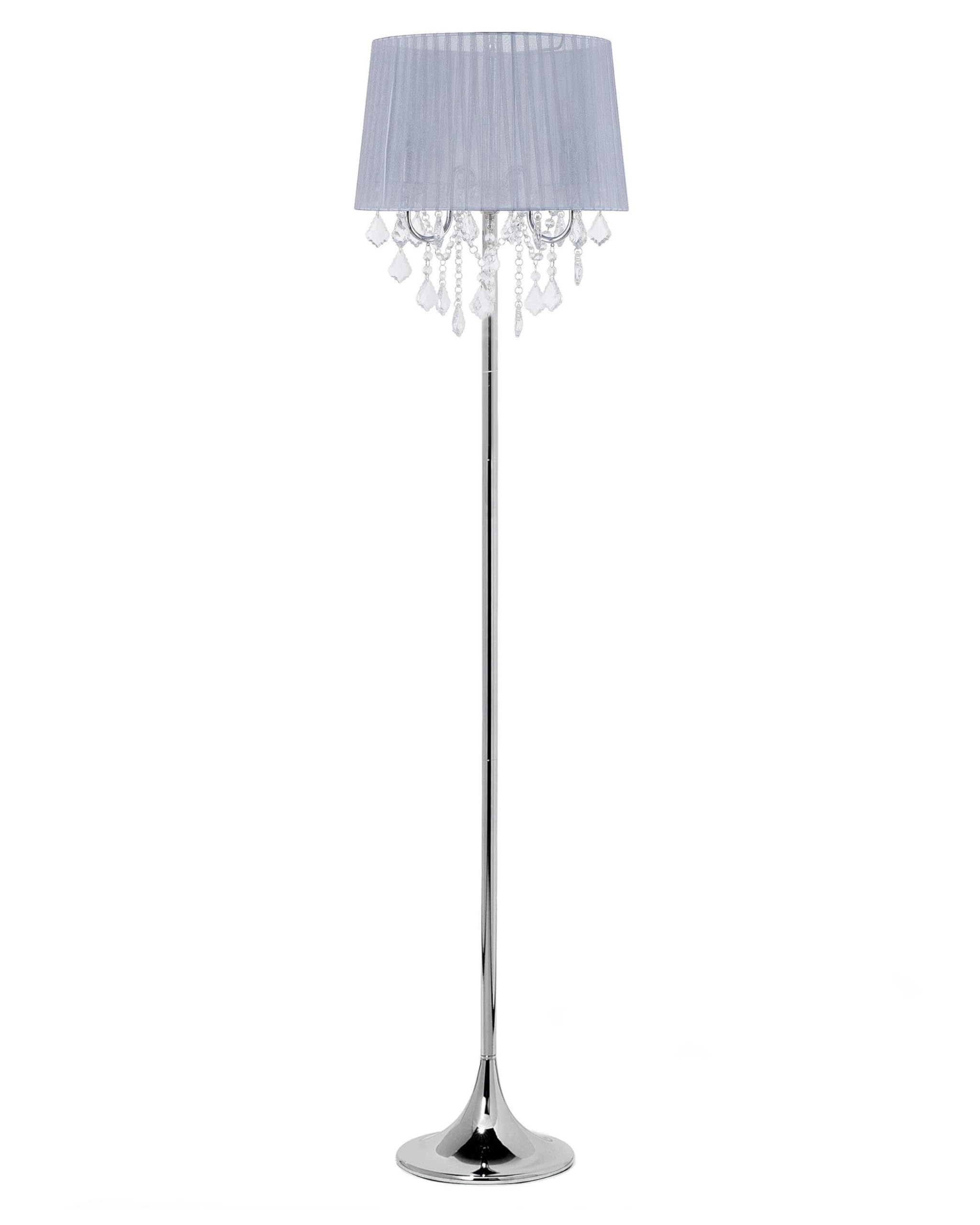 beliani-evans-stehlampe-grau-stoffschirm-kristall-glamour image 1