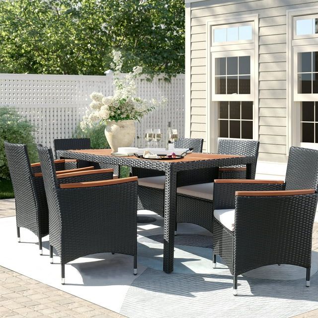 homall-patio-furniture-rattan-essgruppe-7-teilig-akazie-kissen image 2
