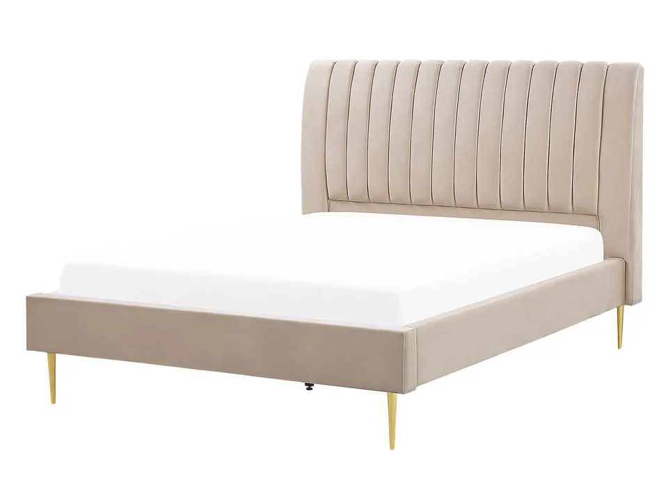 beliani-marville-doppelbett-samt-sandbeige-140x200-cm image 1