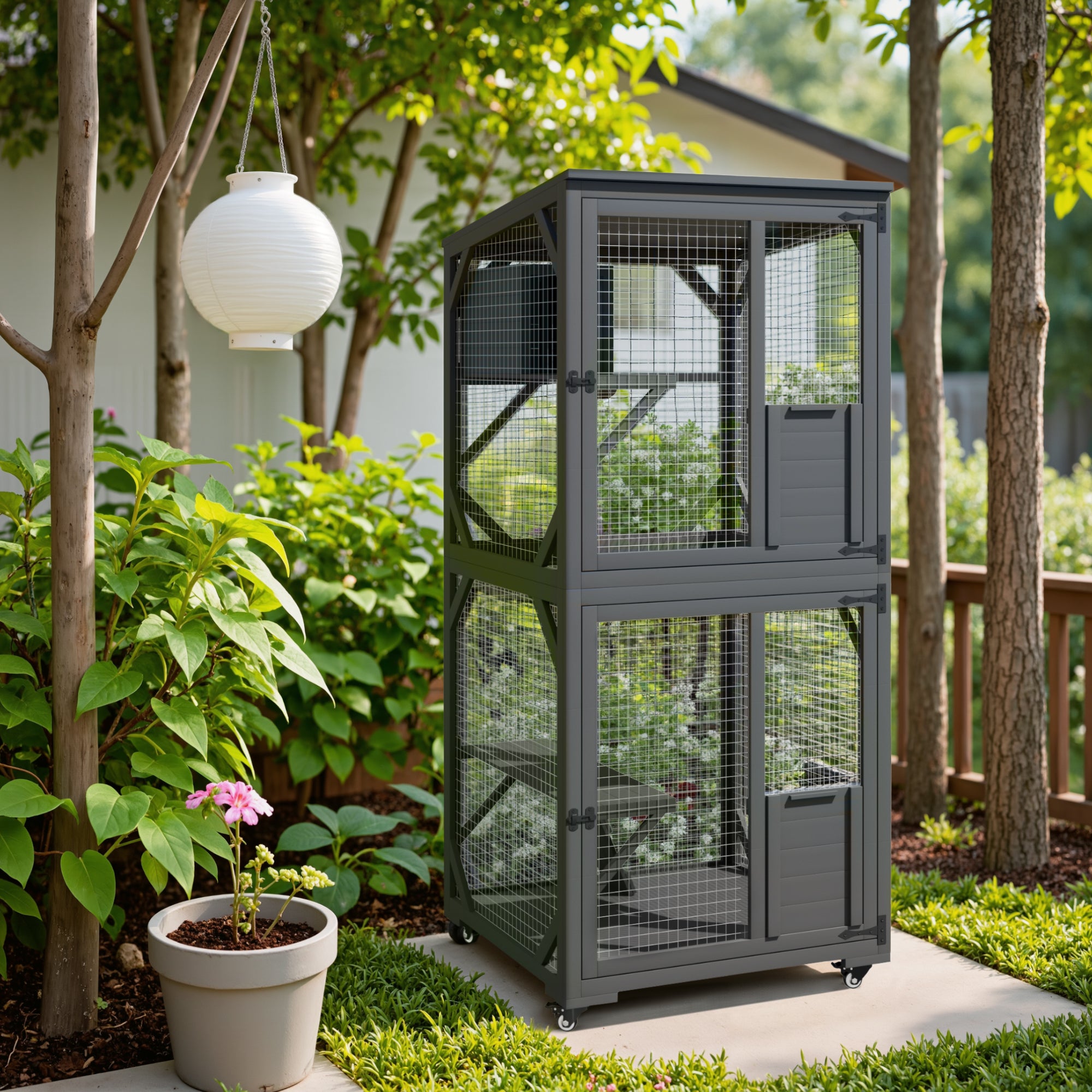 homall-patio-furniture-catio-katzengehege-holz-grau-3-ebenen image 3