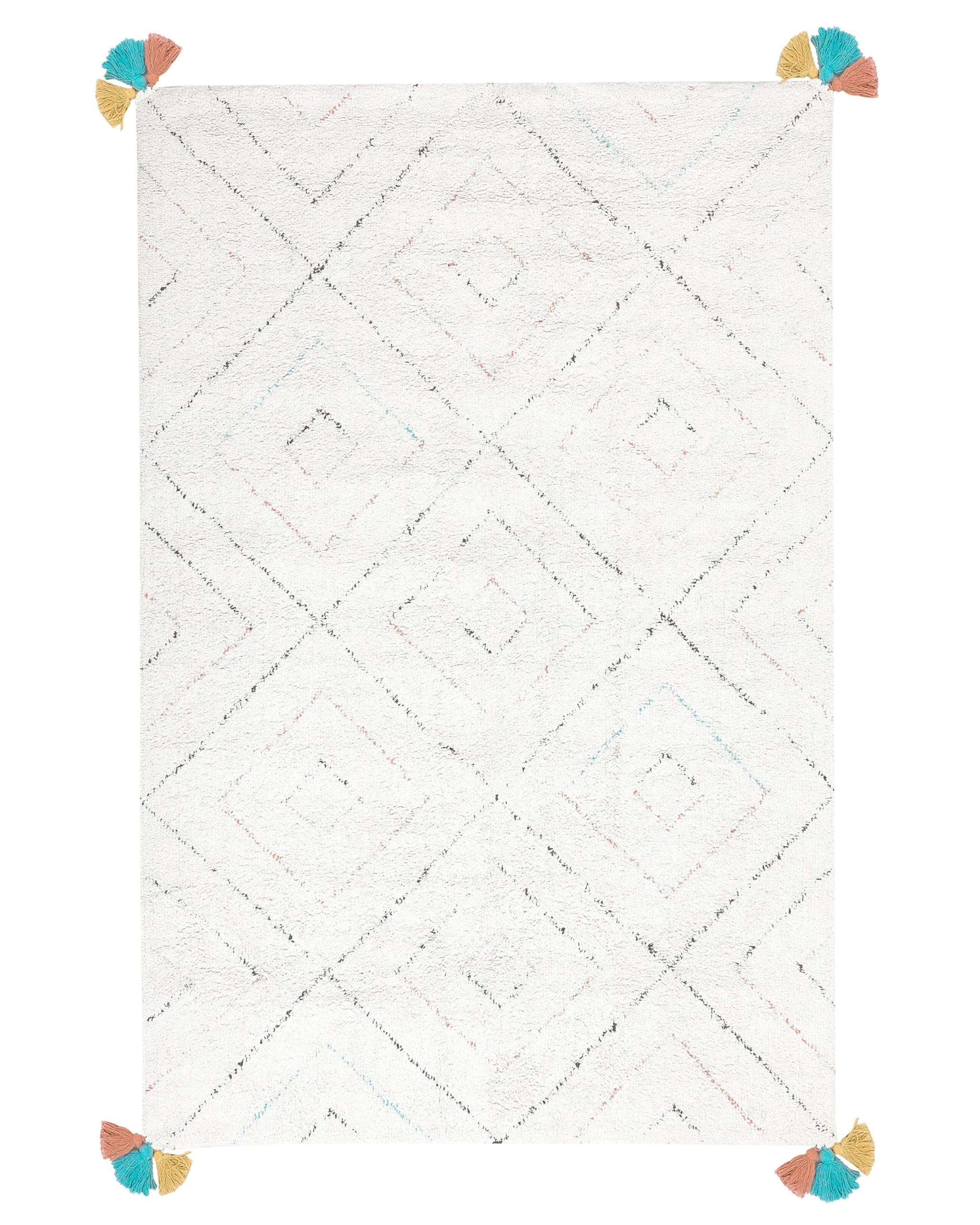 beliani-kartal-baumwollteppich-140x200-wei-fransen image 1