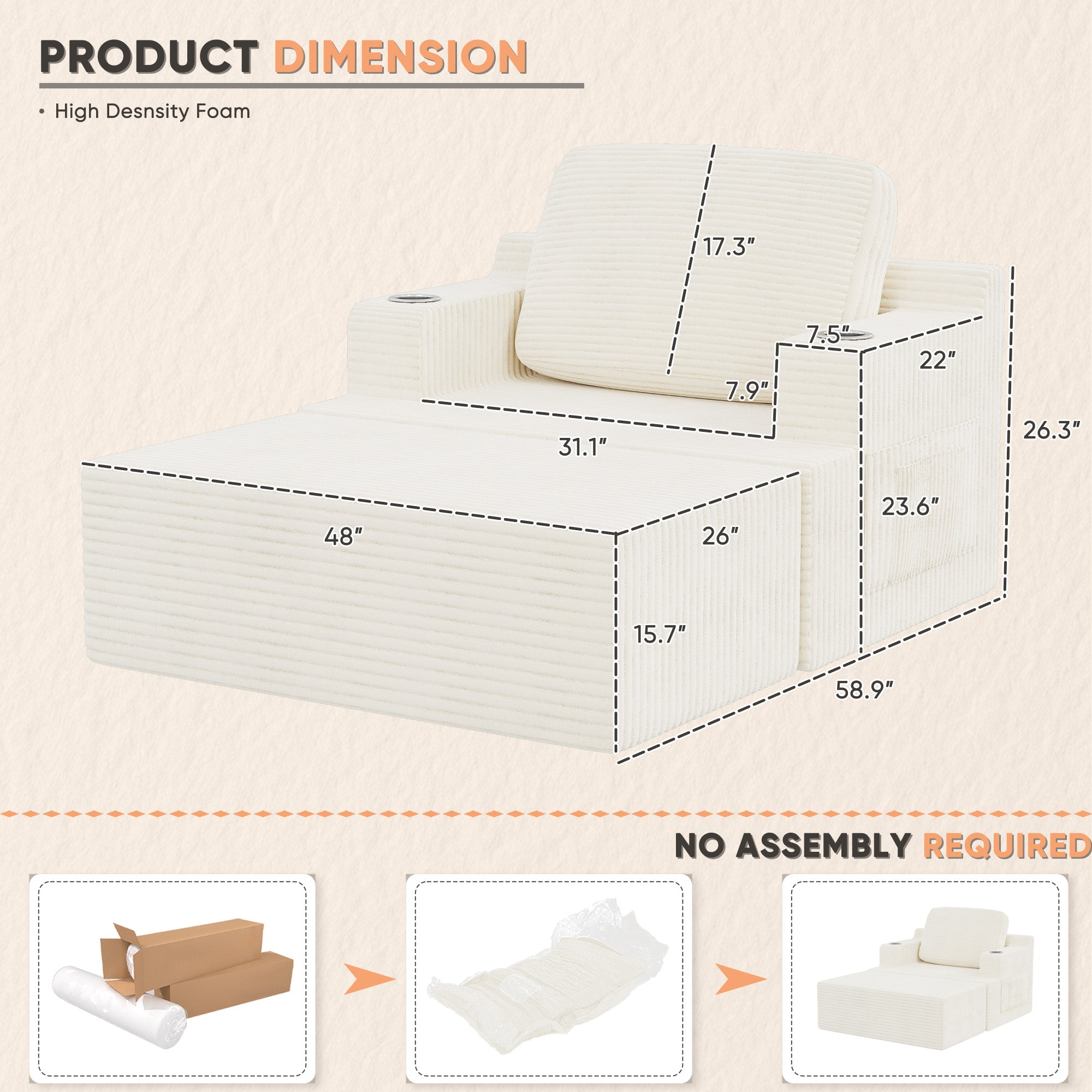 homall-sofa-cloud-chaise-longue-sessel-schwarz-mit-getr-nkehalter image 7