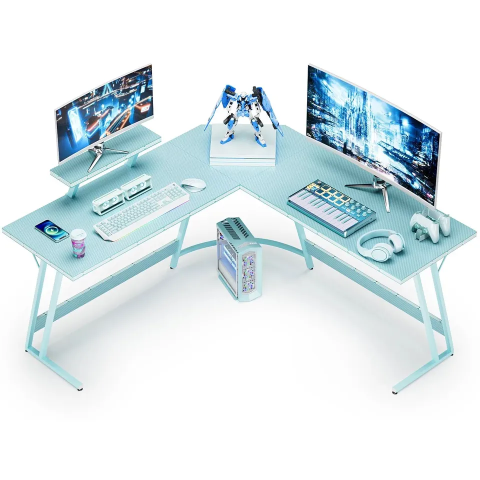 homall-gaming-tisch-l-form-eckschreibtisch-51-zoll-blau-monitorst-nder image 1