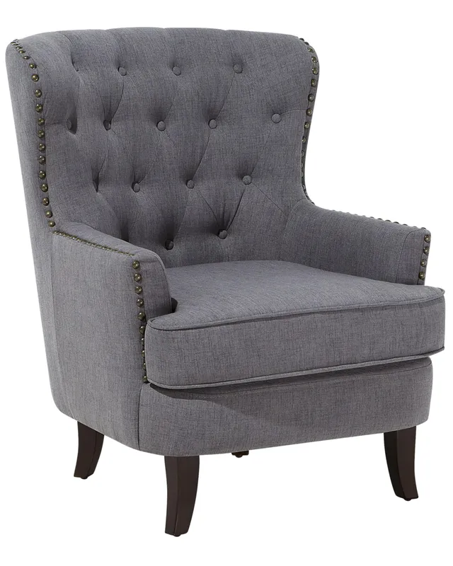 beliani-viborg-ii-chesterfield-sessel-dunkelgrau-nieten image 1