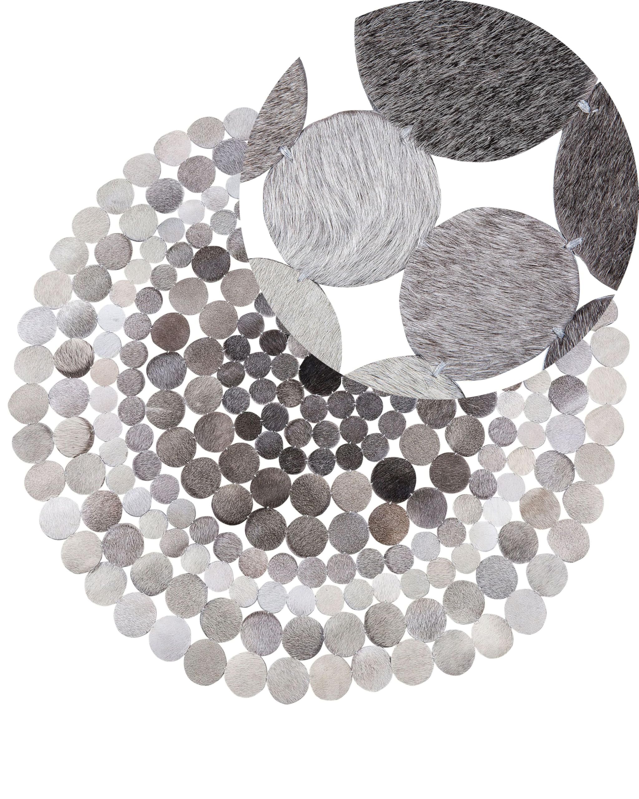 beliani-hilvan-teppich-echtleder-grau-rund-140-cm image 1
