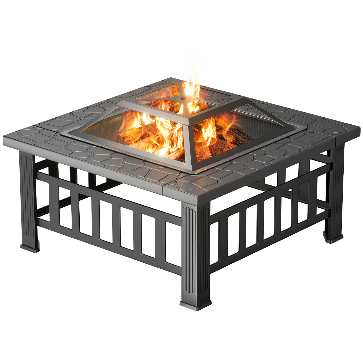 homall-patio-feuerschale-eckig-stahl-mit-funkenschutz-81-cm image 2