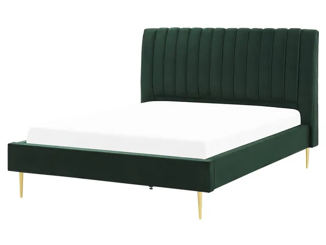 beliani-marville-samtbett-160-x-200-smaragdgr-n-mit-lattenrost image 1