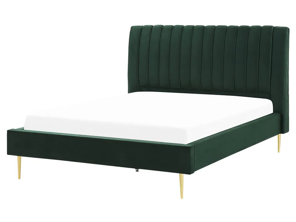 beliani-marville-samtbett-160-x-200-smaragdgr-n-mit-lattenrost image 1