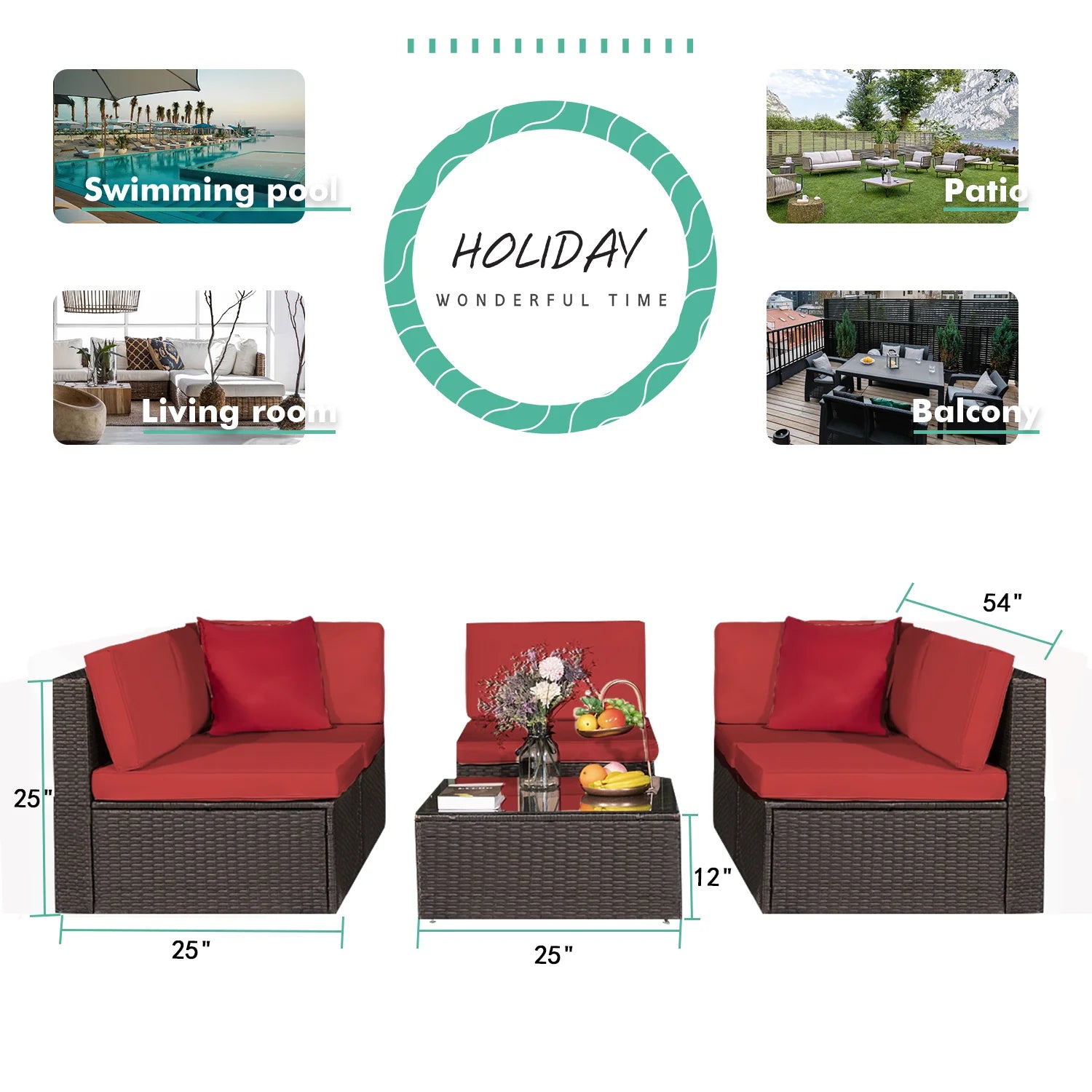 homall-patio-furniture-rattan-lounge-set-garten-6-teilig-rot image 5