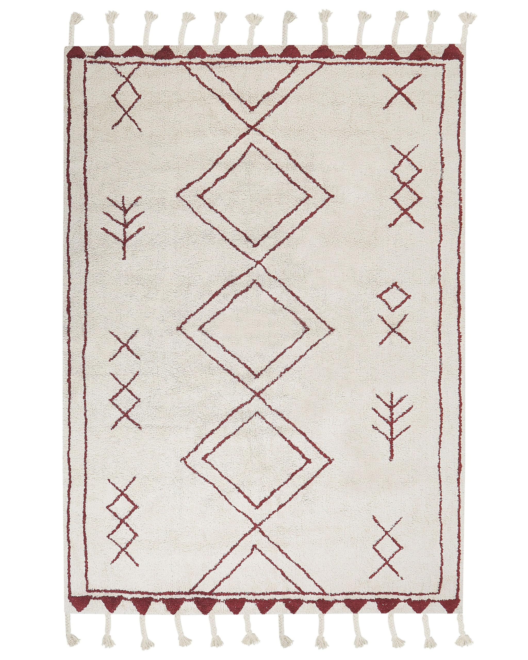 beliani-kenitra-teppich-140x200-wei-rot-boho-baumwolle image 6