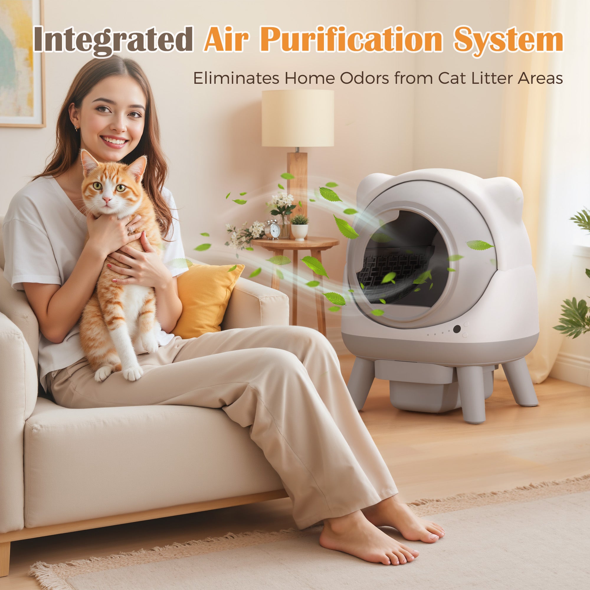 homall-shelf-selbstreinigendes-katzenklo-grau-mit-app-cat-ear image 2