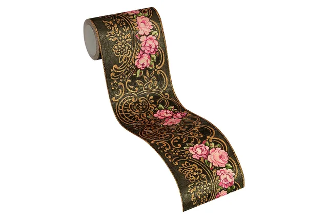 a-s-cr-ation-joop-34074-1-bord-re-metallic-rot-schwarz-floral image 1