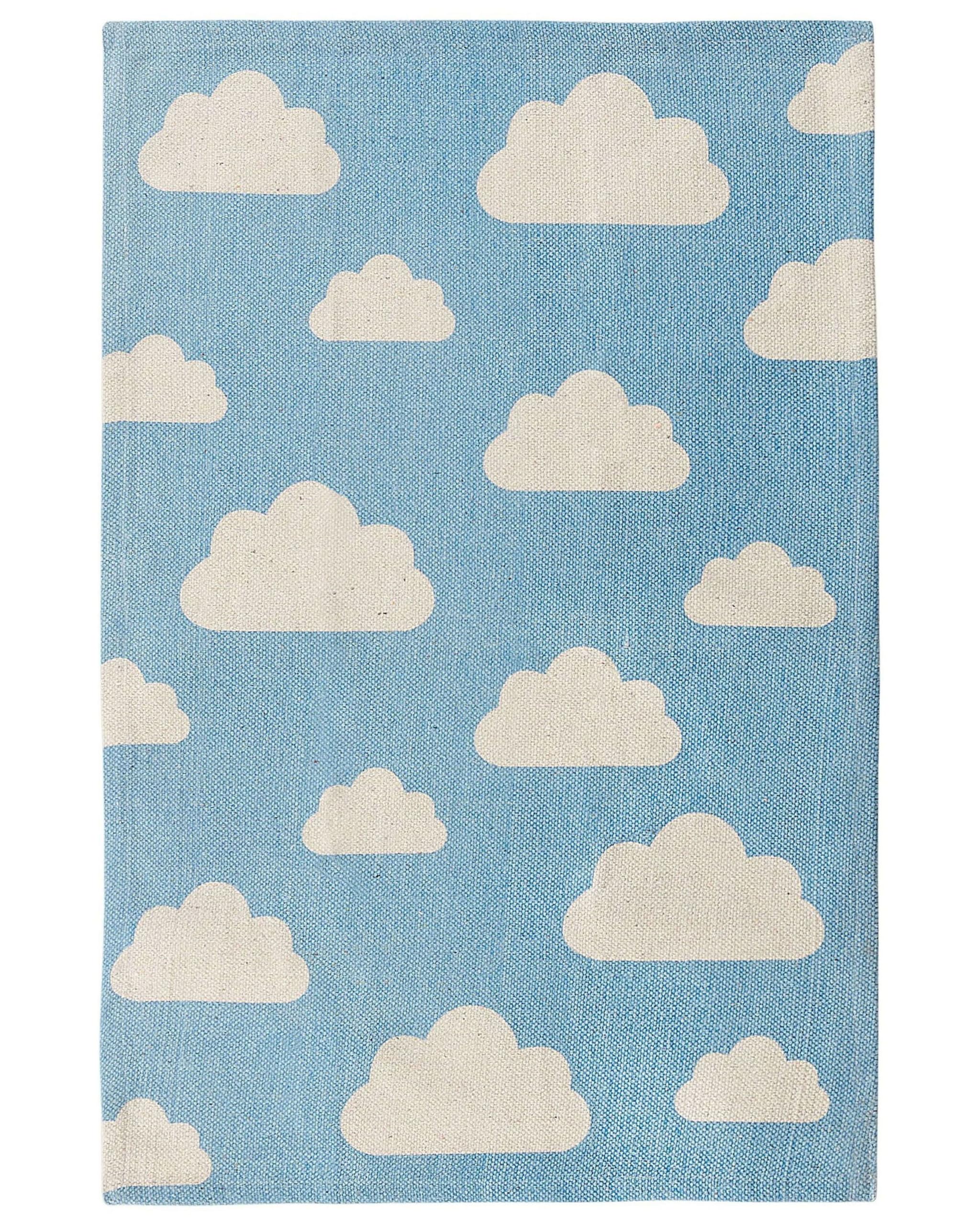 beliani-gwalijar-kinderteppich-blau-wolken-60x90-cm-baumwolle image 1
