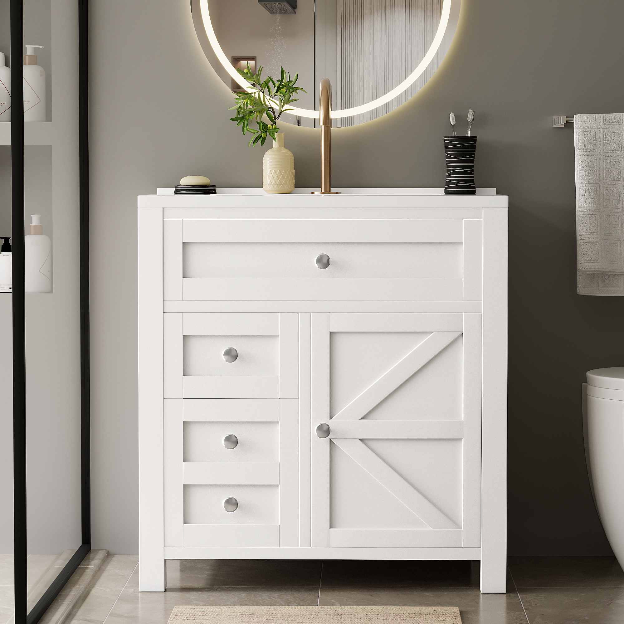 homall-bedroom-waschtisch-wei-76-cm-mit-becken-schubladen image 1
