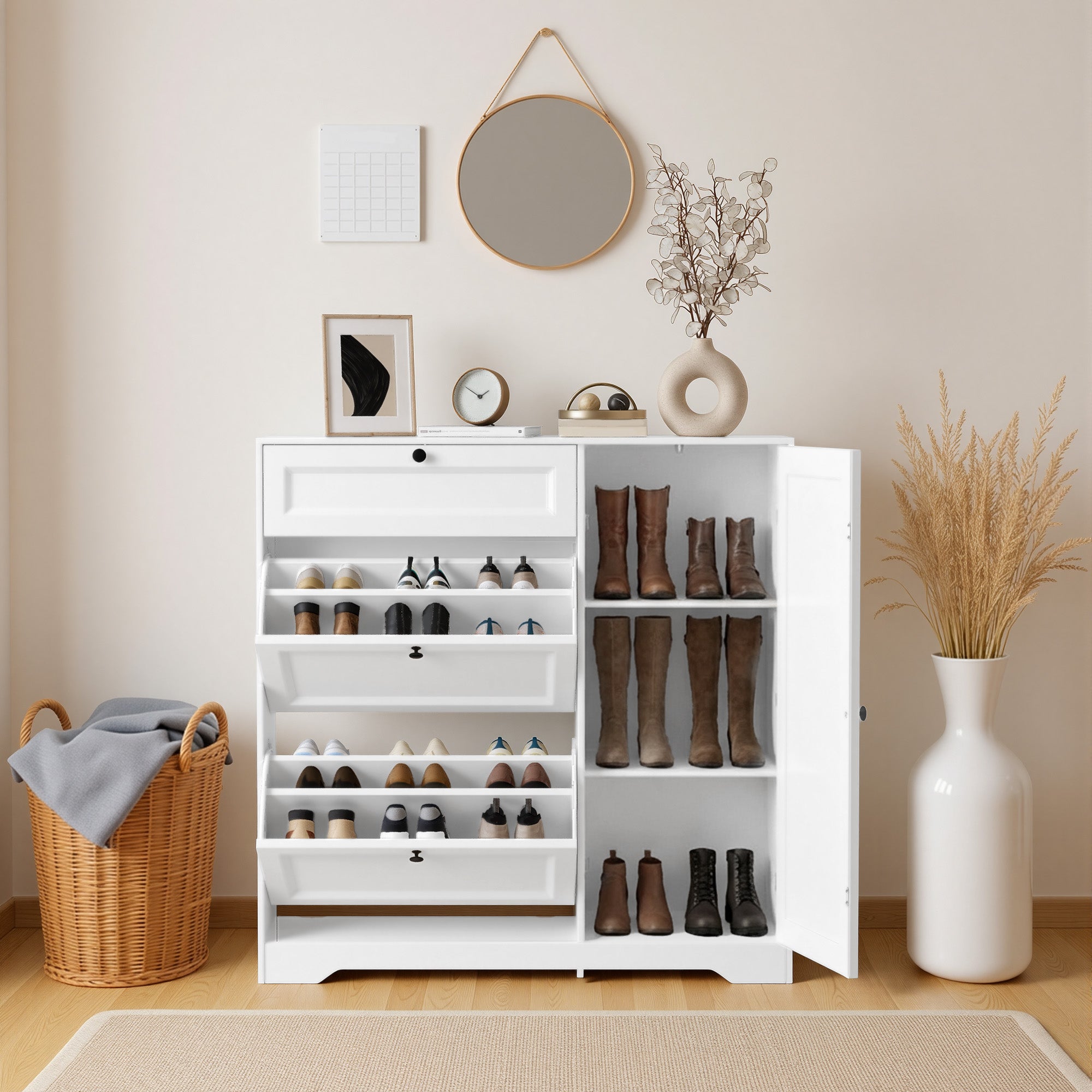 bealife-fs60-schuhschrank-wei-100x30x102-mit-schublade image 7