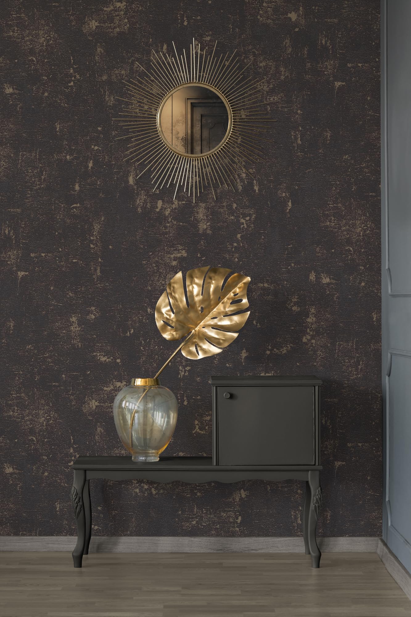 a-s-cr-ation-vliestapete-schwarz-gold-bast-metallic-look image 5