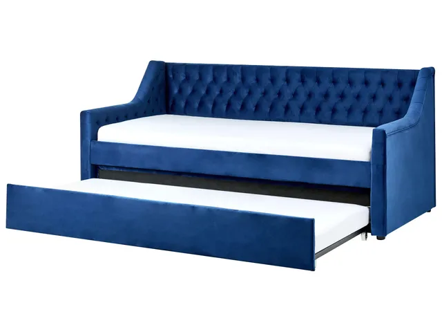 beliani-montargis-tagesbett-samt-marineblau-90x200-ausziehbar image 1