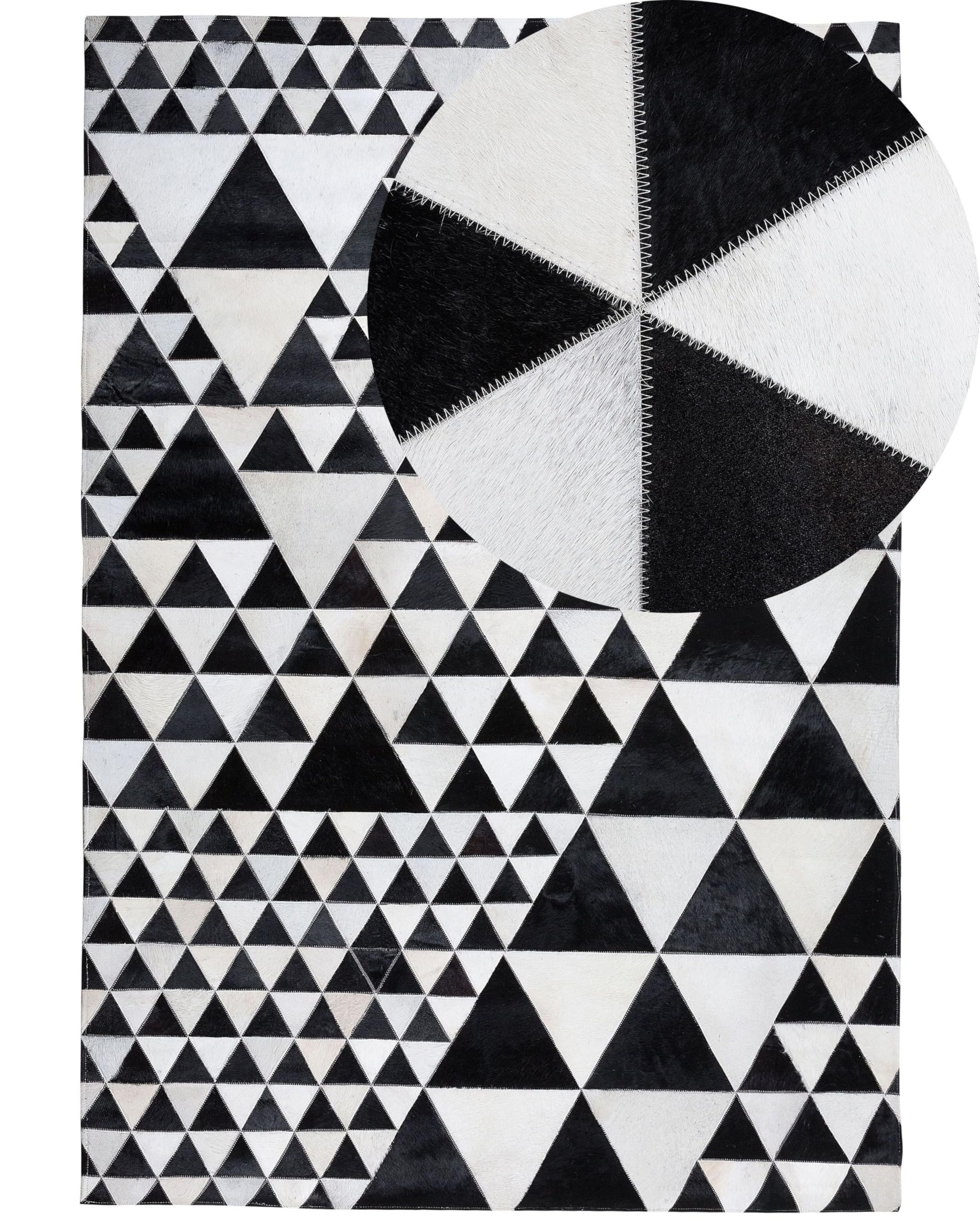 beliani-odemis-echtleder-teppich-140x200-schwarz-wei-geometrisch image 1