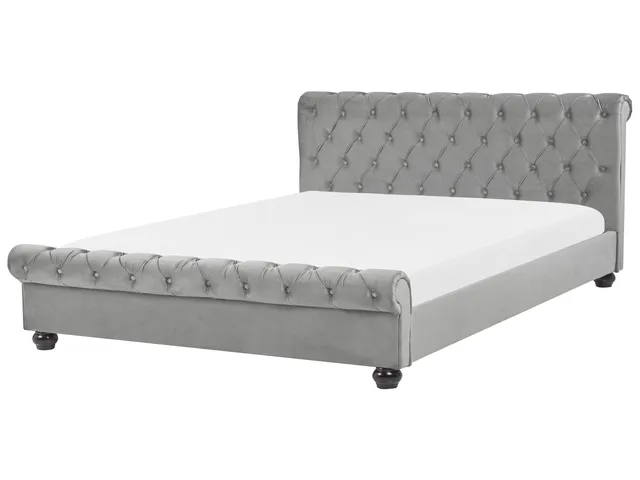 beliani-polsterbett-180x200-samt-hellgrau-chesterfield image 1
