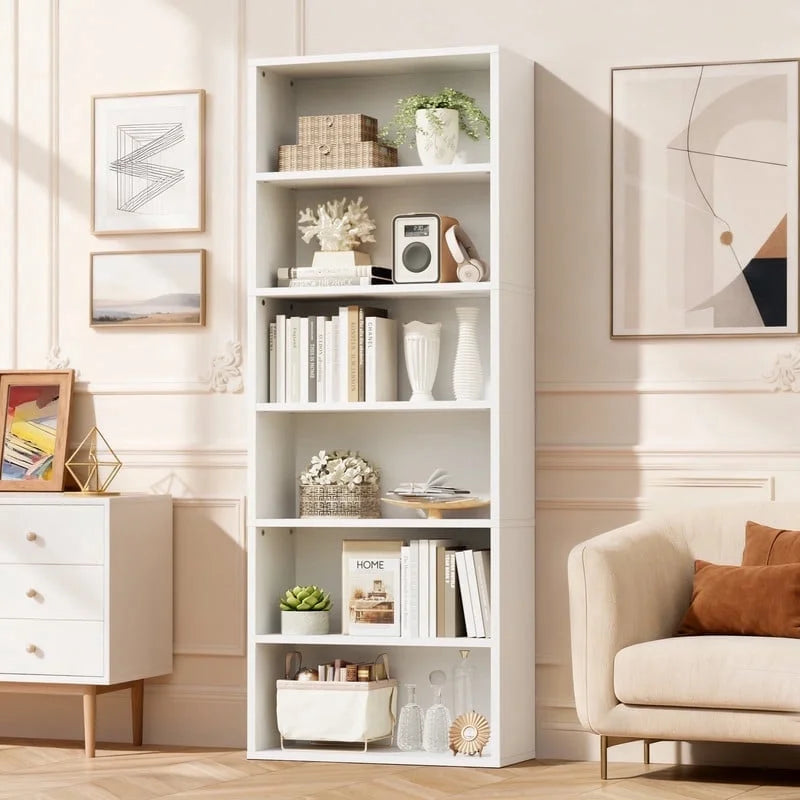 homall-bookcase-b-cherregal-beige-6-f-cher-standregal-holz image 3