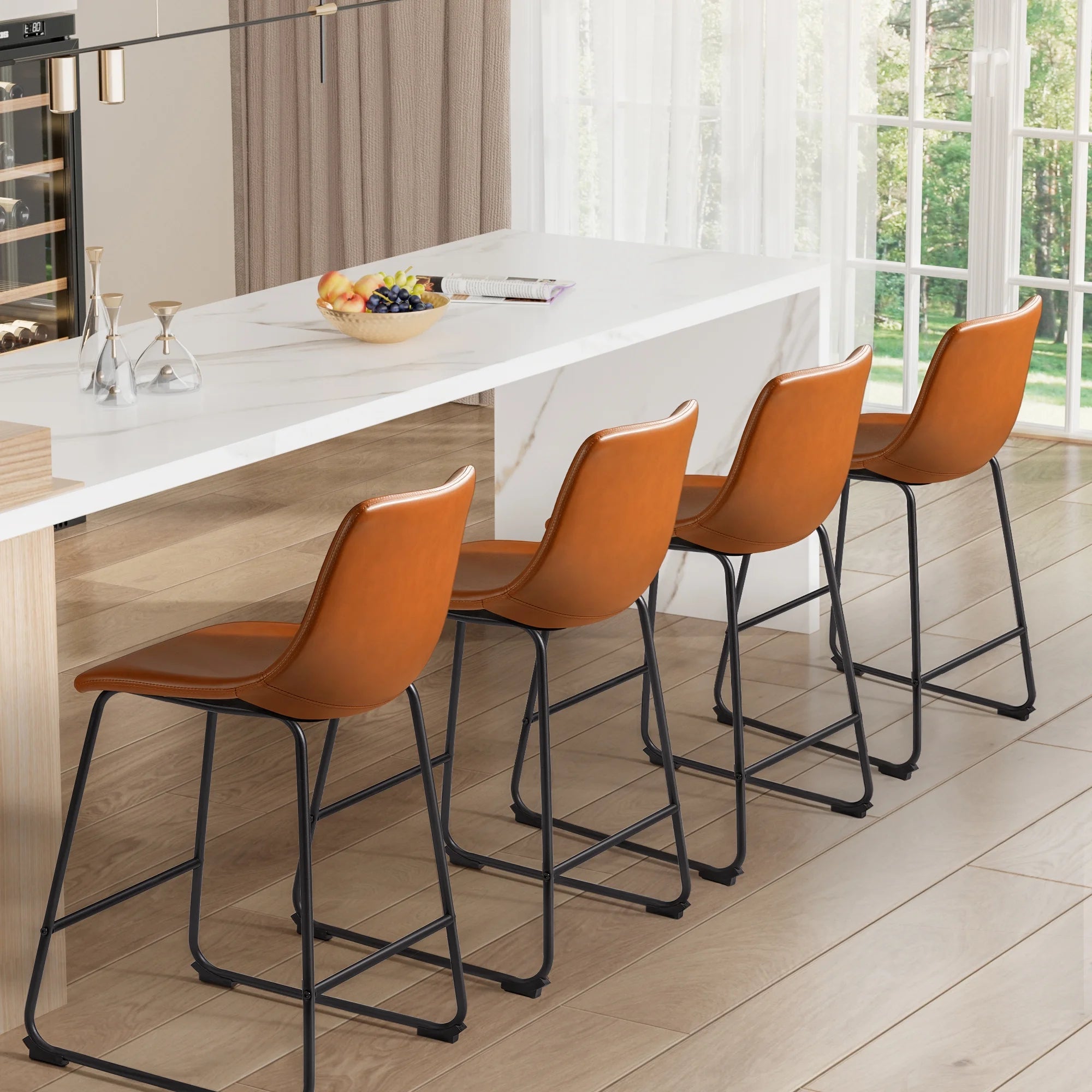 homall-bar-stool-barhocker-2er-set-schwarz-mit-lehne-2 image 2