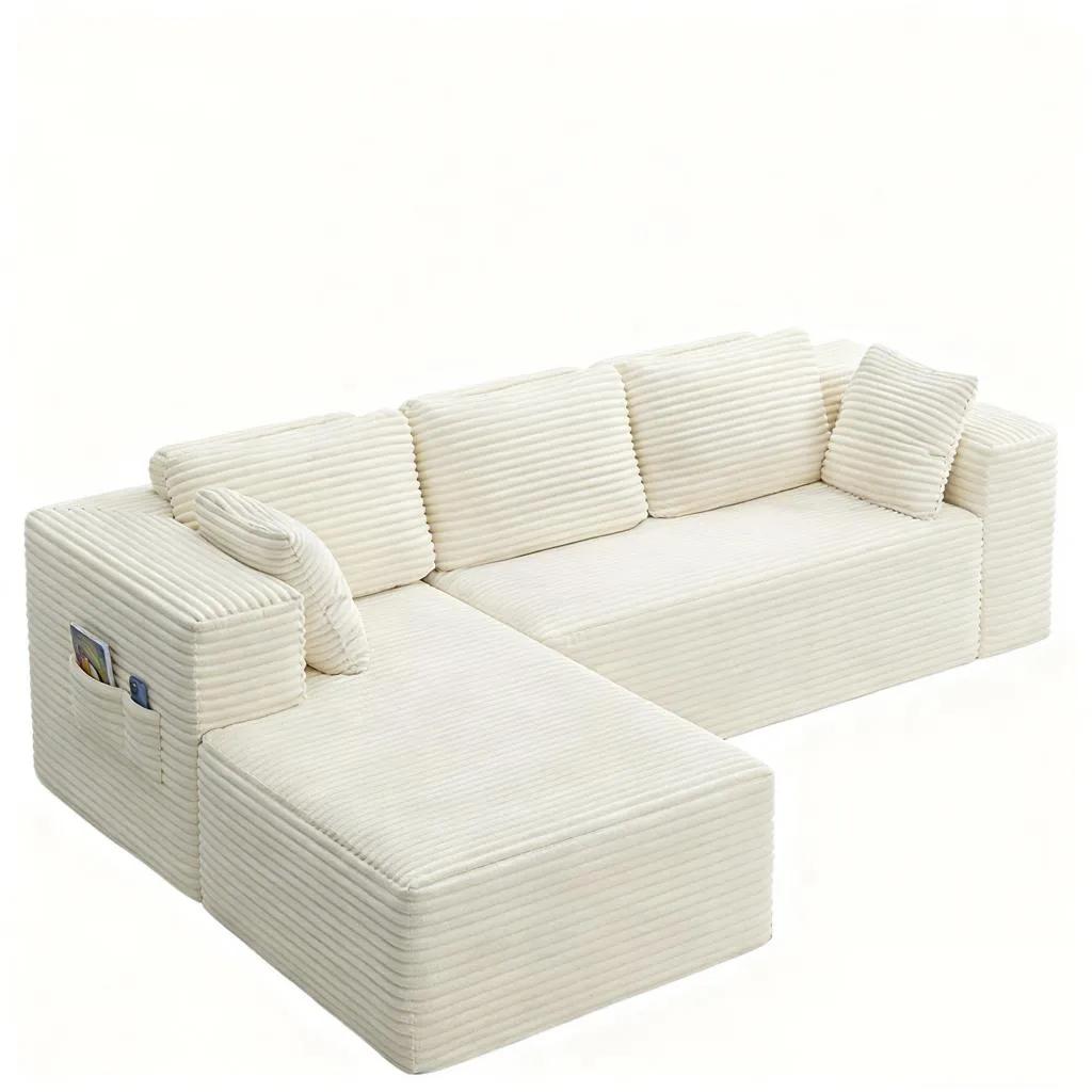 bealife-ar35-ecksofa-cord-wei-4-sitzer-recamiere image 1