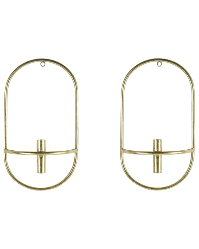 beliani-caviana-wandkerzenhalter-2er-set-gold-metall-oval image 1