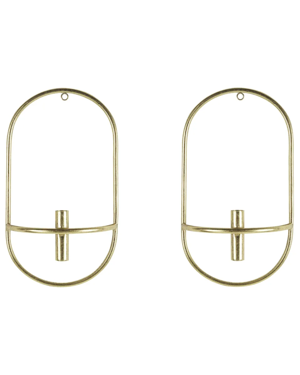beliani-caviana-wandkerzenhalter-2er-set-gold-metall-oval image 1