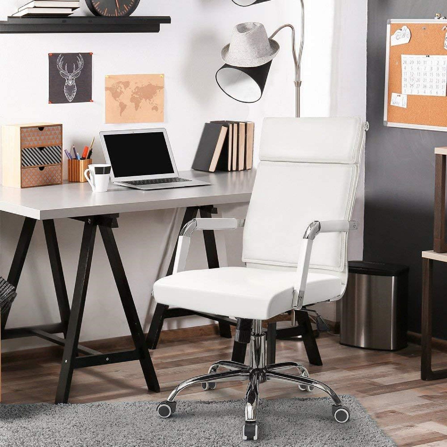 homall-office-leather-chair-b-rostuhl-schwarz-mittelhoch image 2