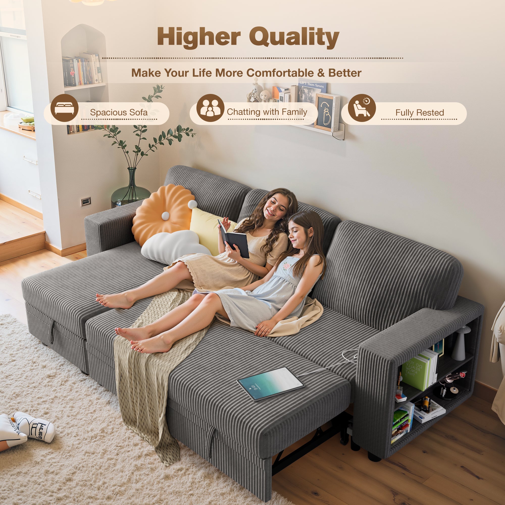 homall-sofa-schlafsofa-80-zoll-cord-beige-mit-usb image 6
