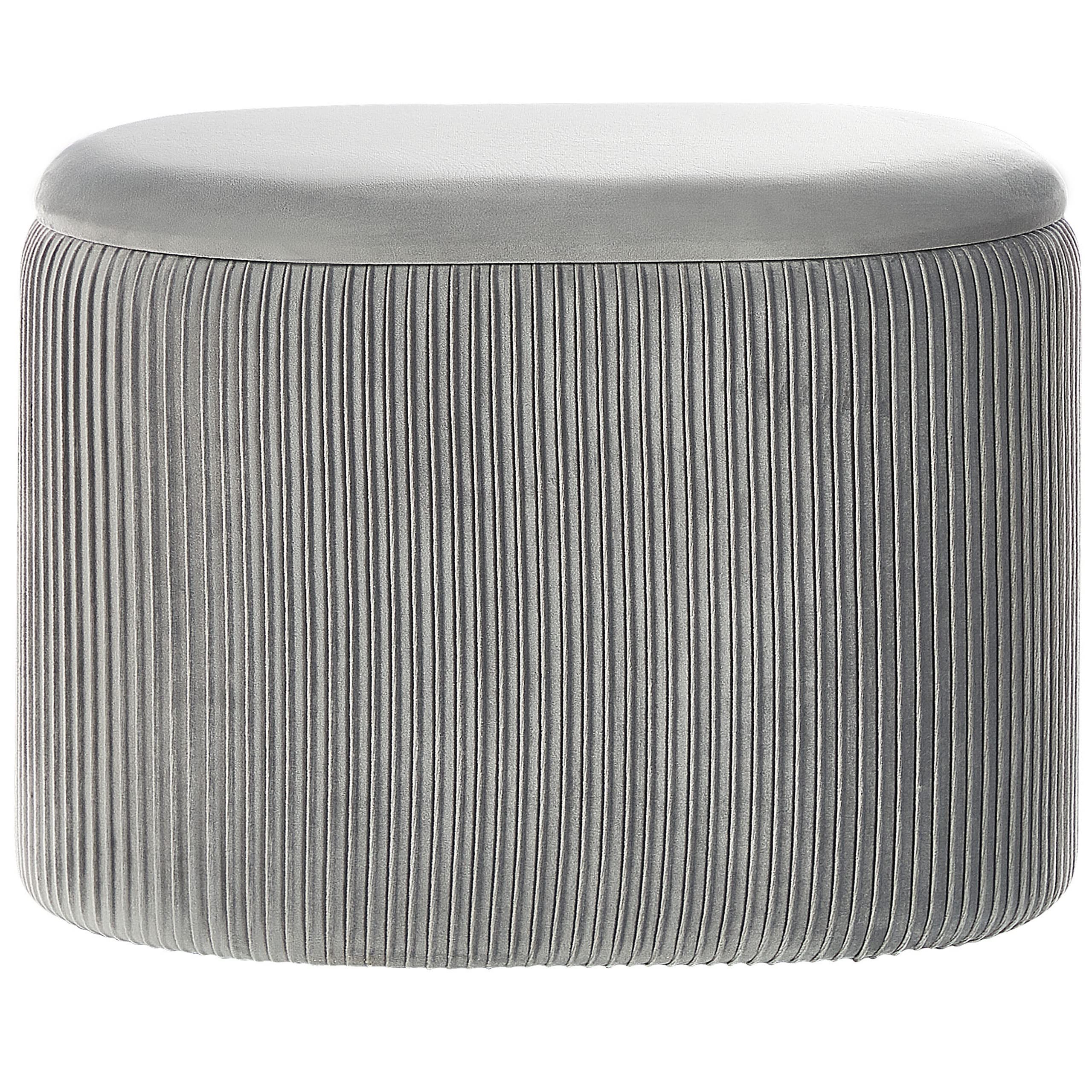 beliani-richland-pouf-55x35-cm-hellgrau-samt-mit-stauraum image 4
