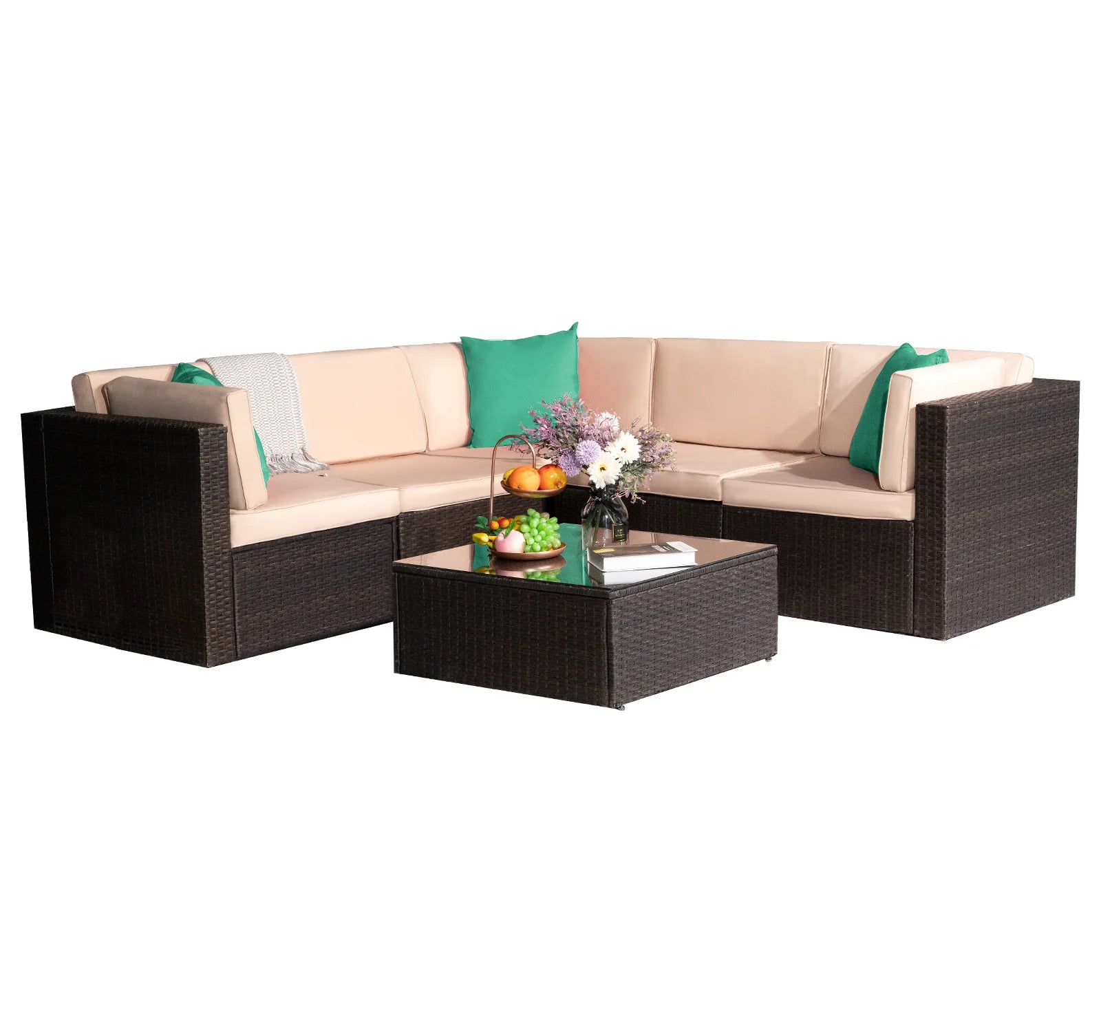homall-patio-furniture-lounge-set-6-tlg-rattan-gartensofa-blau image 4