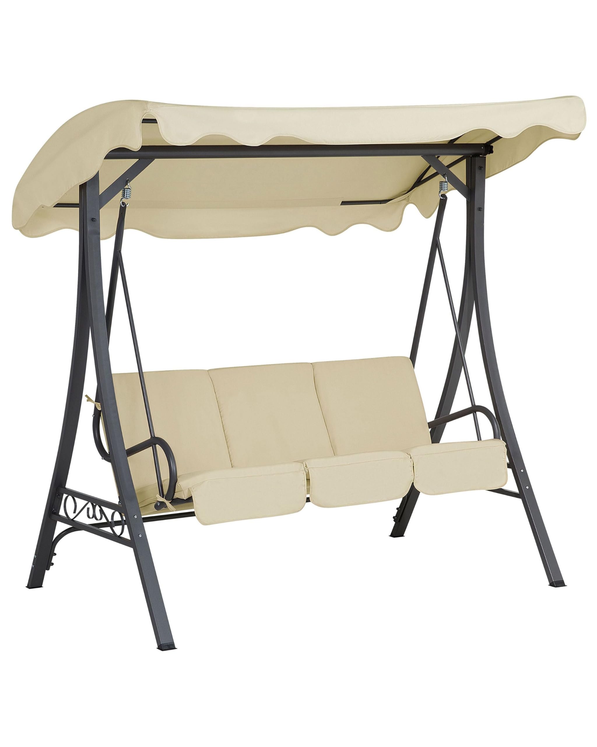 beliani-garbo-hollywoodschaukel-beige-3-personen-mit-dach image 1