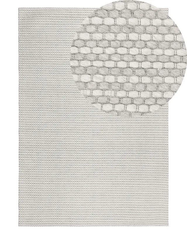 beliani-kilis-teppich-140x200-hellgrau-wolle-kurzflor image 1
