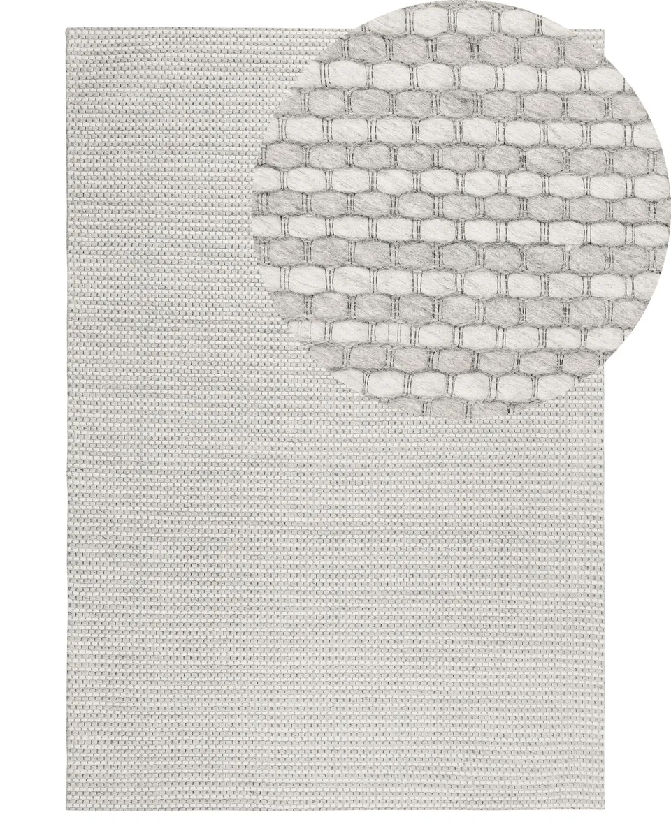 beliani-kilis-teppich-140x200-hellgrau-wolle-kurzflor image 1