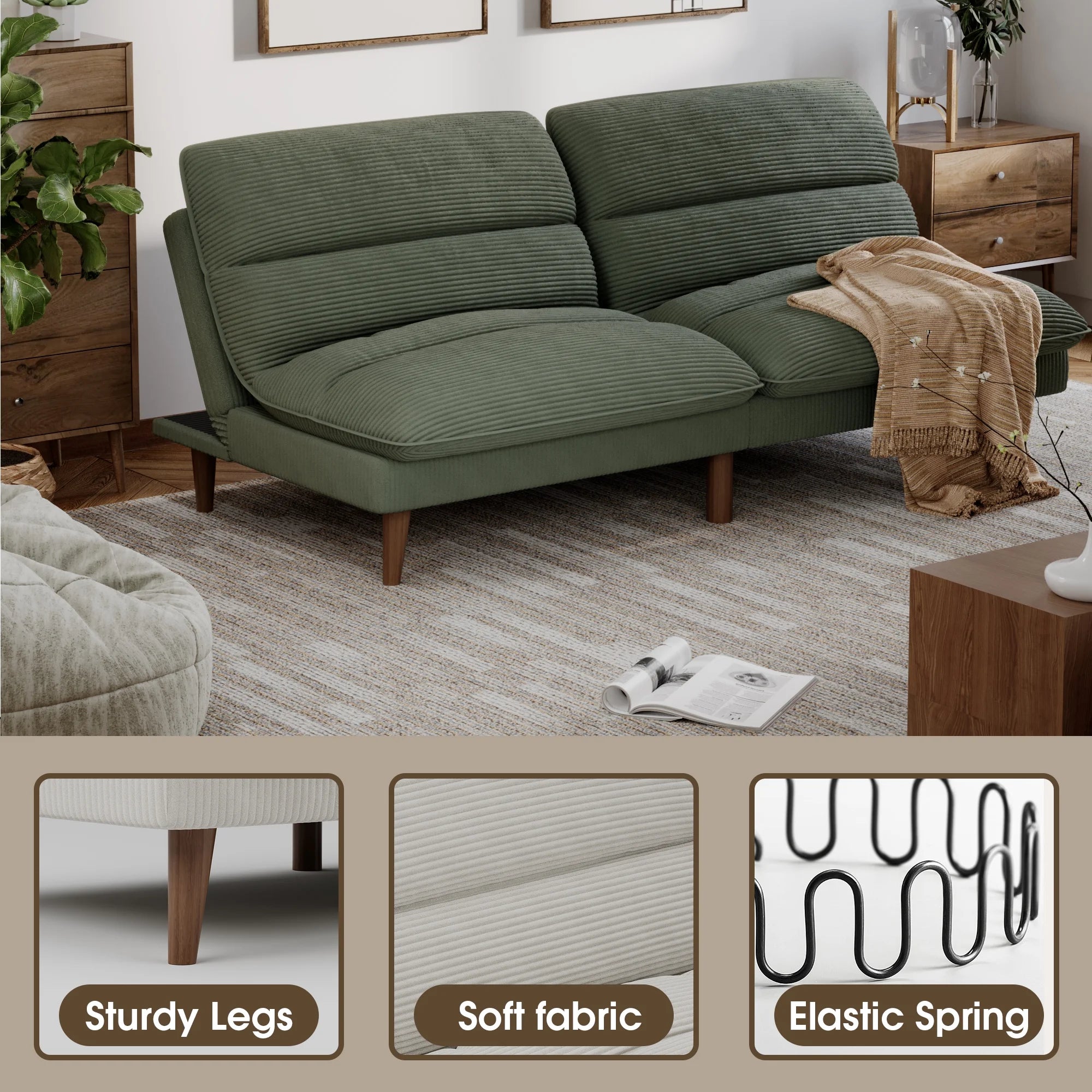 homall-bedroom-schlafsofa-cord-2-sitzer-beige image 4